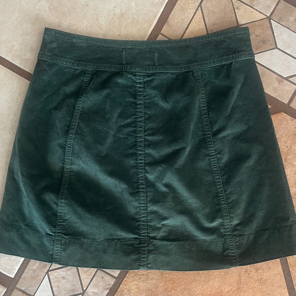 Madewell Green Button-Front velvet Skirt - Picture 5 of 6